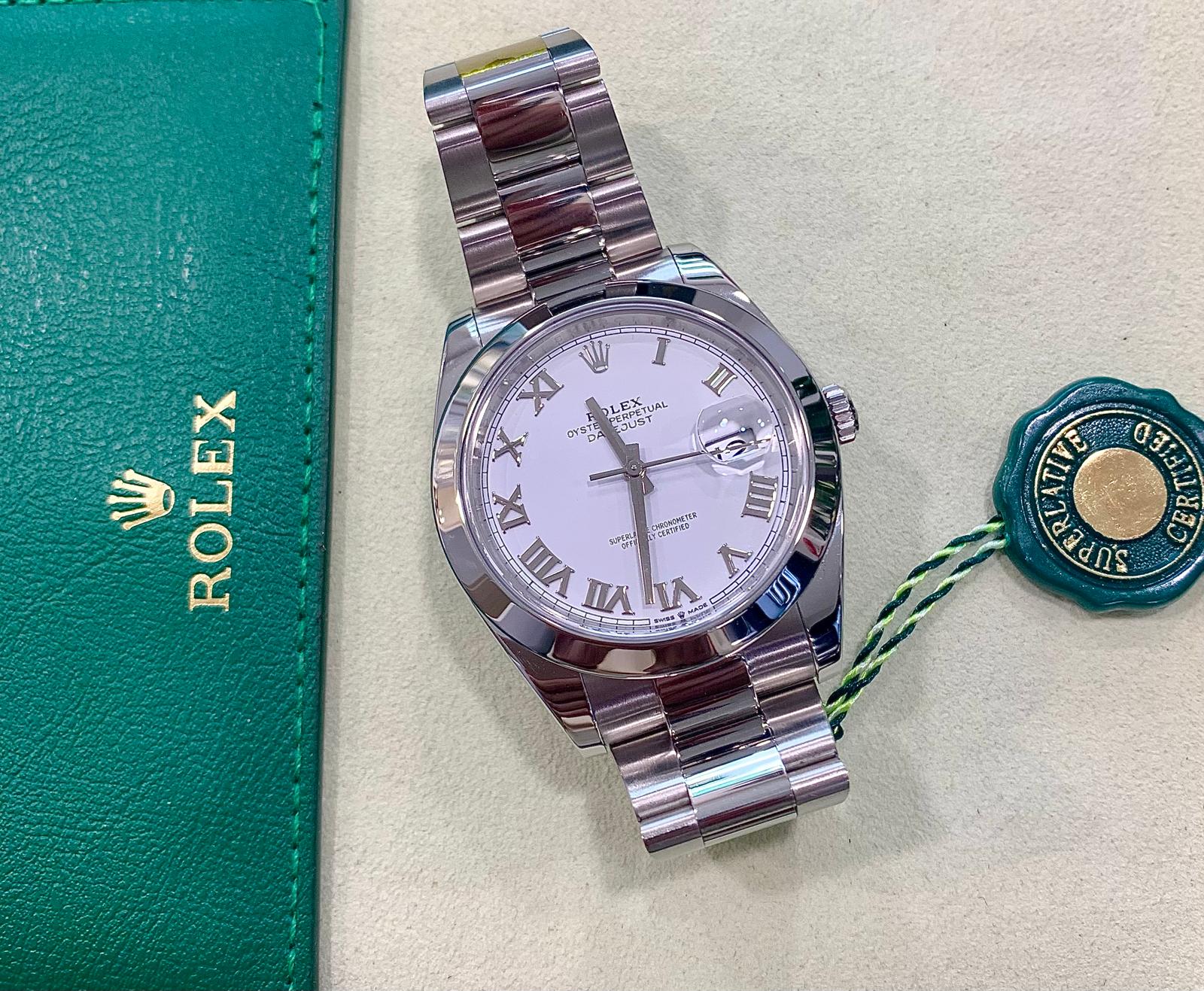 Rolex DATEJUST Bianco Numeri Romani Oyster